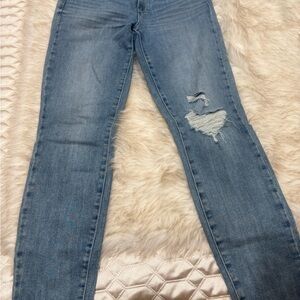PAIGE Light Blue Distressed Skinny Jeans